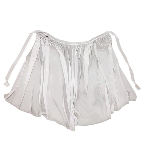 White Ruffle Chiffon Overlay Midi Skirt Tie Waist Plus‎ Size 18W - Picture 1 of 5